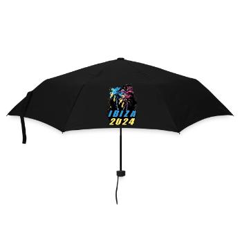 Ibiza 2024 Urlaub Palmen Bunt - Regenschirm (klein) - Schwarz - Vorne