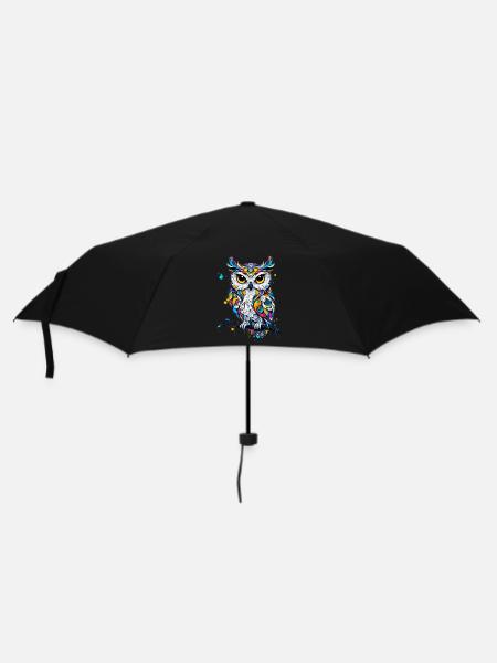 Eule - Regenschirm (klein) - Schwarz