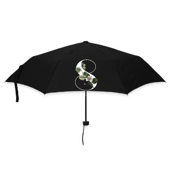 Numéro 8 floral vert -8e anniversaire floral - Parapluie standard - noir - Devant