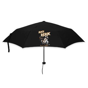 Ahoi Rerik Lustige Möwe mit Anker - Regenschirm (klein) - Schwarz - Vorne