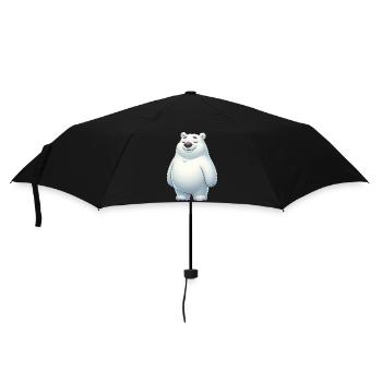 Süßer Eisbär Cartoon Glücklich Entspannt - Regenschirm (klein) - Schwarz - Vorne