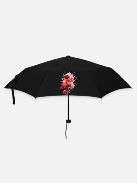 Flamant rose avec chapeau - Parapluie standard - noir