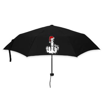 Christmas middle finger with Santa hat used - Umbrella (small) - black - Front