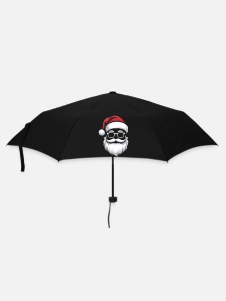 Weihnachtsmann mit Schnurrbart Brille - Regenschirm (klein) - Schwarz