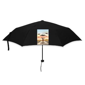 Dog and UFO Gift for Science Fiction Fans - Umbrella (small) - black - Front