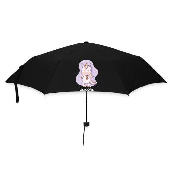 Coffee-drinking unicorn - Umbrella (small) - black - Front