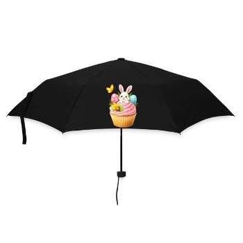 Mignon cupcake de lapins de Pâques avec des œufs de Pâques colorés - Parapluie standard - noir - Devant