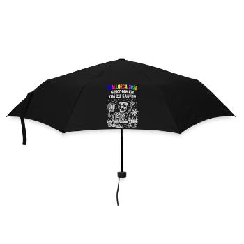 Mallorca 2026 Gekommen um zu saufen - Regenschirm (klein) - Schwarz - Vorne