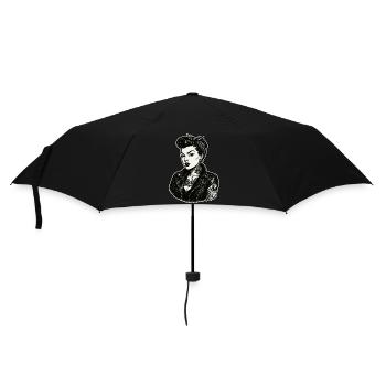 Rebellisches 50s Pin-Up Girl Lederjacke - Regenschirm (klein) - Schwarz - Vorne