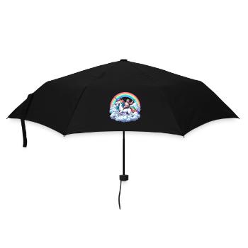 Paresseux chevauchant une licorne sous des nuages arc-en-ciel - Parapluie standard - noir - Devant