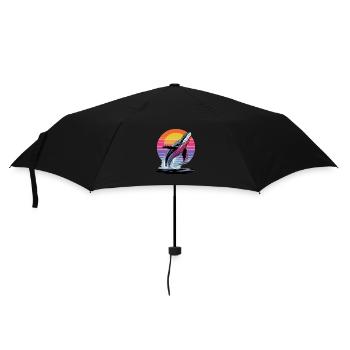 Whale at sunset in front of a colorful - Umbrella (small) - black - Front
