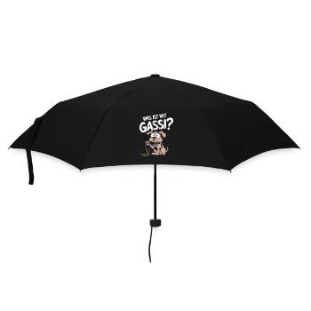 Was Ist Mit Gassi? Lustiger Hund Fragt Nach - Regenschirm (klein) - Schwarz - Vorne