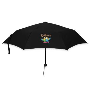 Zwei Wellensittiche Tweethearts Auf Schaukel - Regenschirm (klein) - Schwarz - Vorne