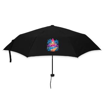 Flamingo Beach Paradise Retro Tropical - Umbrella (small) - black - Front