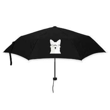 Cleverer Weisser Schäferhund mit Brille - Regenschirm (klein) - Schwarz - Vorne