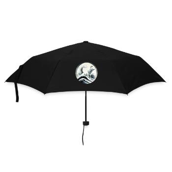 Schäferhund-Design auf einer japanischen Welle - Regenschirm (klein) - Schwarz - Vorne
