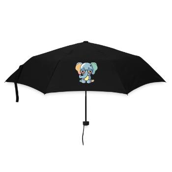 Kawaii mignon heureux éléphant coloré lunettes de soleil - Parapluie standard - noir - Devant