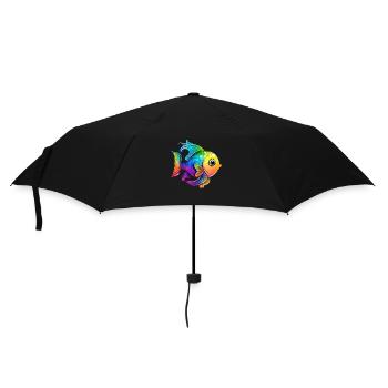 Fish Rainbow Drawing - Umbrella (small) - black - Front