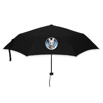 Warmly wrapped cute bunny in winter forest - Umbrella (small) - black - Front