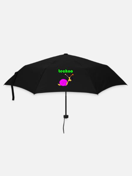 techno schnecke - Regenschirm (klein) - Schwarz