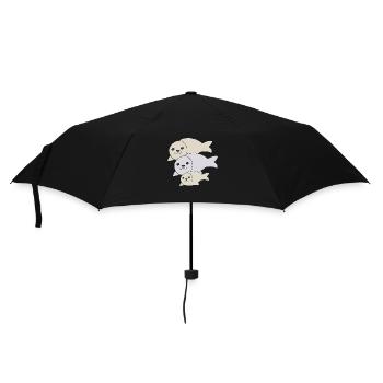 seal father mother child - Umbrella (small) - black - Front