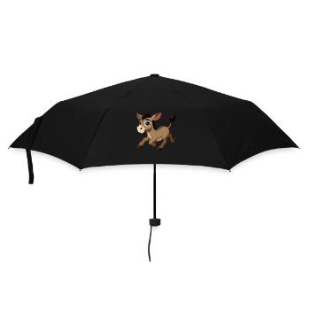 Esel braun - Regenschirm (klein) - Schwarz - Vorne