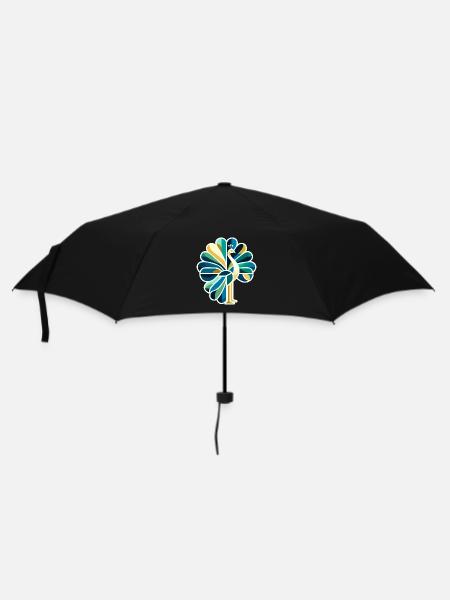 Abstrakter Pfau mit leuchtenden Farben - Regenschirm (klein) - Schwarz
