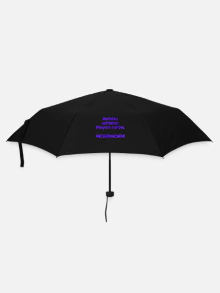 Hinfallen, aufstehen, Wimpern richten - Regenschirm (klein) - Schwarz