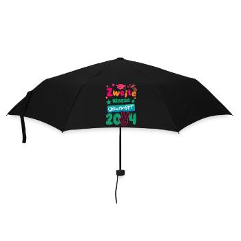 Schule - Zweite Klasse geschafft - 2024 - Zeugnis - Regenschirm (klein) - Schwarz - Vorne