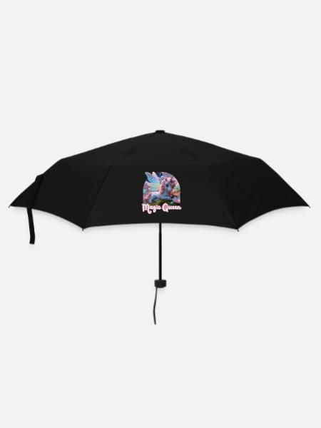 White Unicorn with Wings - Magic Queen - Umbrella (small) - black