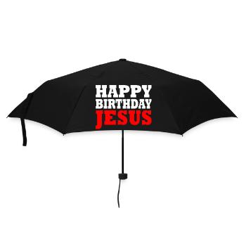 happy birthday jesus - Umbrella (small) - black - Front