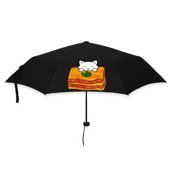 Mignon chat blanc mangeant une délicieuse cuisine italienne - Parapluie standard - noir - Devant