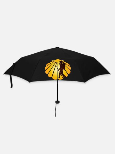 Un pèlerin sur un chemin de pèlerinage avec des pétoncles - Parapluie standard - noir