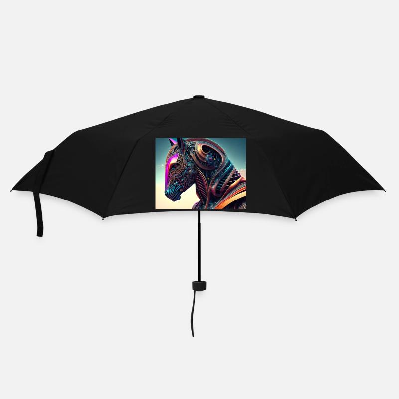 Mechanischer Pferdekopf - Regenschirm (klein) - Schwarz