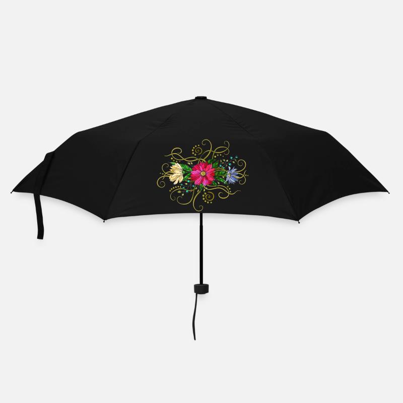 Blumen - Regenschirm (klein) - Schwarz
