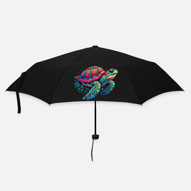 Schildkröte - Regenschirm (klein) - Schwarz