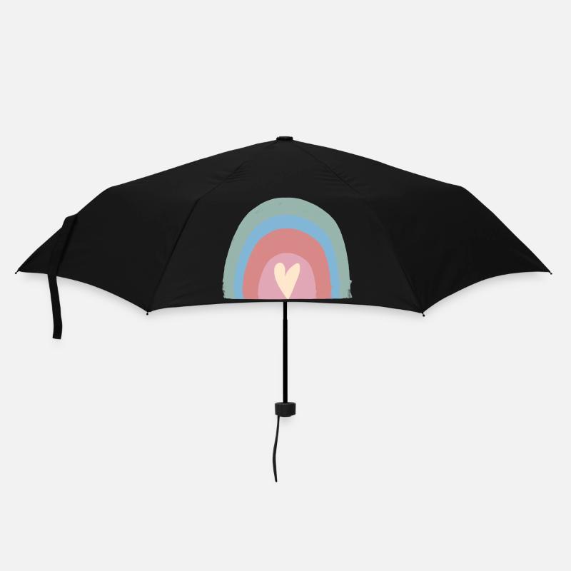 Pastellregen Herz Rainbow - Regenschirm (klein) - Schwarz