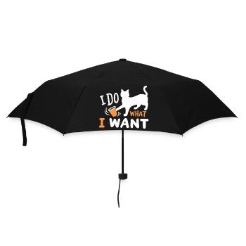 Katze Kätzchen Wortspiel - Regenschirm (klein) - Schwarz - Vorne