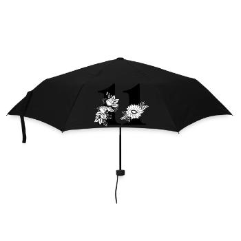 Nummer 11 Schwarze Blumen -11. Geburtstag Blumen - Regenschirm (klein) - Schwarz - Vorne