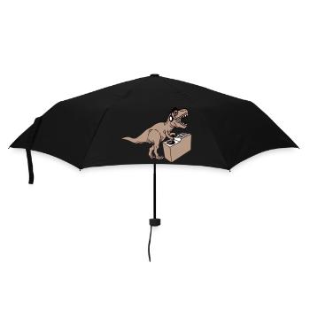 Cool Dino DJ T. Rex Dinosaur Party Club Music - Umbrella (small) - black - Front