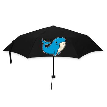 Cheerful image of a blue whale - Umbrella (small) - black - Front