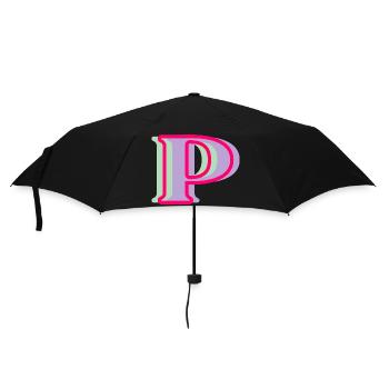 Multicolored letter p - Umbrella (small) - black - Front