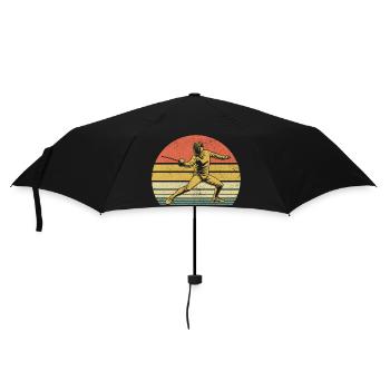 Retro Zaun Schwert Degen Fechten Fechter Athlet - Regenschirm (klein) - Schwarz - Vorne