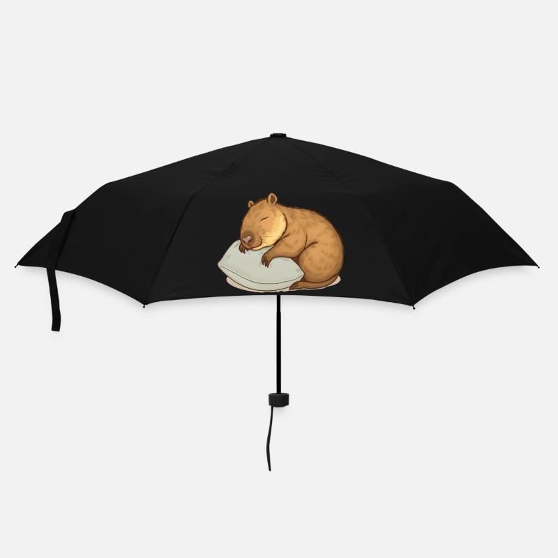 Süßes schlafendes Capybara - Regenschirm (klein) - Schwarz