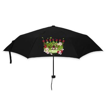 Motif of a cherry crown with flowers and leaves - Umbrella (small) - black - Front