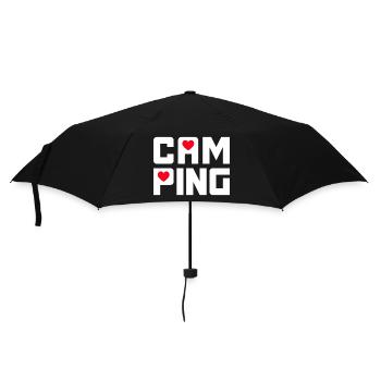 Camping Herz Fan Camper Rentner Wohnwagen Van Life - Regenschirm (klein) - Schwarz - Vorne