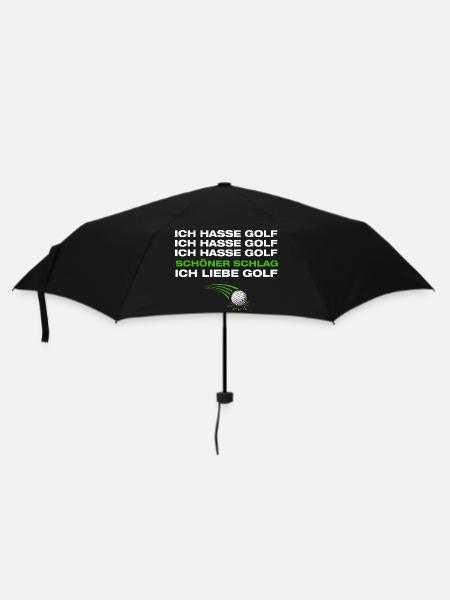 Ich liebe Golf Golfer Golfen - Regenschirm (klein) - Schwarz