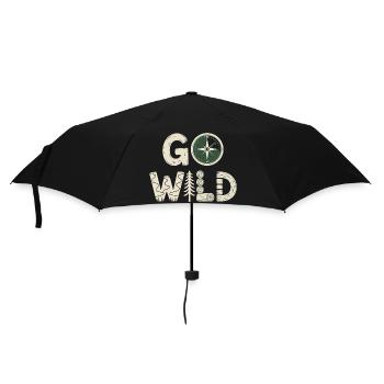  Go Wild Kompass Wald Natur Camping Wandern - Regenschirm (klein) - Schwarz - Vorne