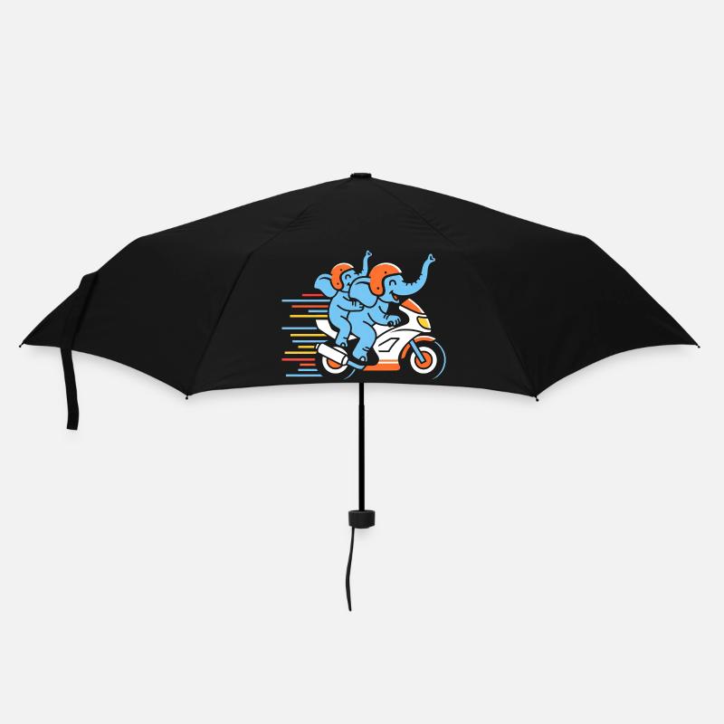 Elefanten Rennduo auf Motorrad - Regenschirm (klein) - Schwarz