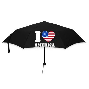 I Love America Herz Liebe Amerika Fan USA Flagge - Regenschirm (klein) - Schwarz - Vorne
